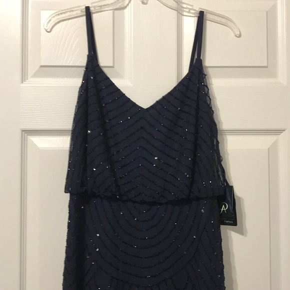Adrianna Papell sequin blouson dress Navy Black - Picture 6 of 8